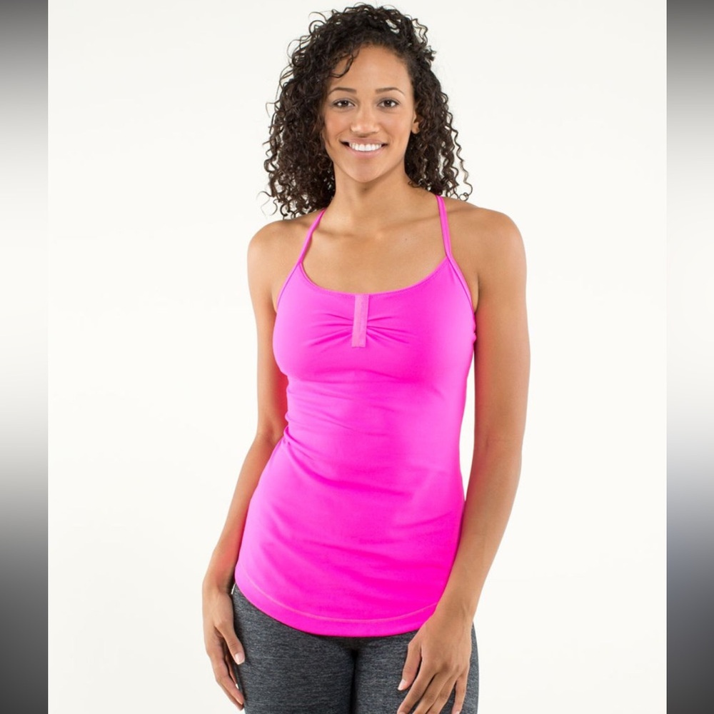 Lululemon Hot Pink Strappy Tank Top w Built-In Bra Size S